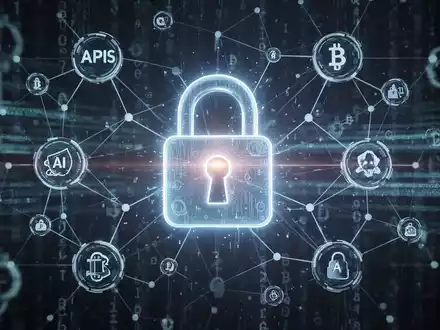 A glowing digital padlock icon over a network of interconnected nodes, representing secure API access for AI agents. - Foto: über boerse-global.de