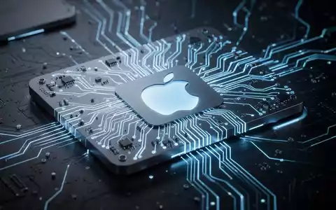 A glowing circuit board with an integrated Apple logo, symbolizing the transition to Apple Silicon and the end of Intel macOS support. - Foto: über boerse-global.de