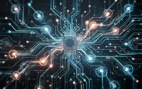 Abstrakte Darstellung von vernetzten Schaltkreisen und leuchtenden Knoten, die Deep-Tech-Innovationen in KI und Automatisierung symbolisieren. - Foto: über boerse-global.de