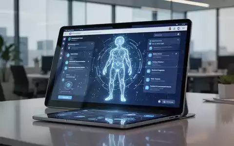 A stylized digital AI icon integrated into a corporate communication platform interface on a tablet, symbolizing AI in the workplace. - Foto: über boerse-global.de