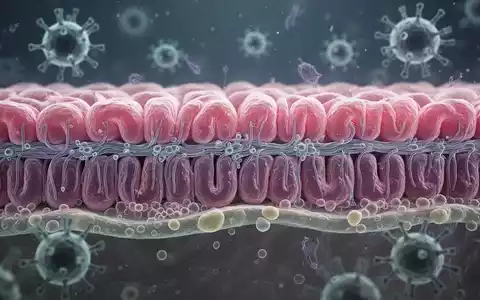 Mikroskopische Ansicht der Darmschleimhaut mit Epithelzellen, Tight Junctions und Schleimschichten, die Schutz und Regeneration symbolisieren. - Foto: über boerse-global.de