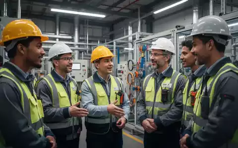 Sicherheitsfachkräfte in einem modernen Industriebetrieb während einer Schulung, mit Fokus auf Prävention und Teamarbeit. - Foto: über boerse-global.de