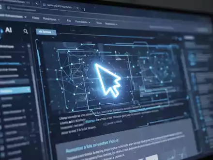 A stylized computer screen showing an AI interface with a glowing cursor selecting content on a webpage. - Foto: über boerse-global.de