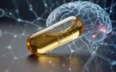 Eine Nahaufnahme einer goldenen Omega-3-Kapsel neben einer abstrakten Darstellung von Gehirnaktivität oder neuronalen Netzwerken. - Foto: über boerse-global.de