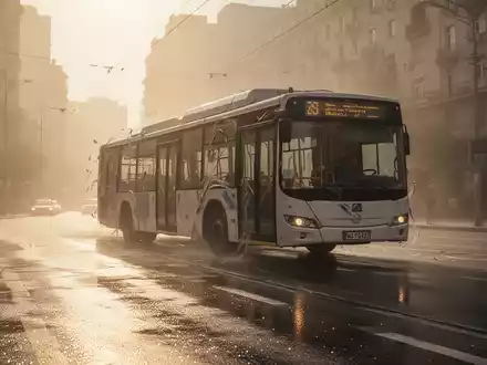 Ein überhitzter Bus auf einer von Hitzeflimmern verzerrten Straße in einer Stadt, die unter extremen Temperaturen leidet. - Foto: über boerse-global.de