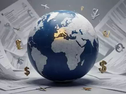Ein stilisierter Globus mit hervorgehobener Europakarte, umgeben von abstrakten Rechtsdokumenten und Währungssymbolen. - Foto: über boerse-global.de
