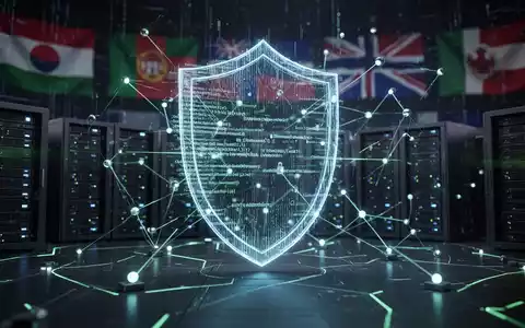 Digital shield made of code protecting servers, representing international cybersecurity action against malware. - Foto: über boerse-global.de