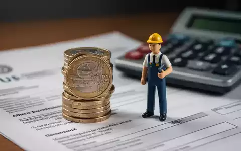 Ein Stapel Euro-Münzen neben einer kleinen Figur, die einen Praktikanten darstellt, auf einem Schreibtisch mit Dokumenten und Taschenrechner. - Foto: über boerse-global.de