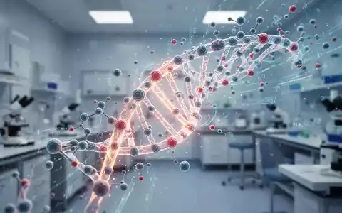 Eine stilisierte, leuchtende DNA-Helix verflechtet sich mit Molekülen und digitalen Datenströmen, die personalisierte Krebstherapie darstellen. - Foto: über boerse-global.de
