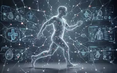 Eine stilisierte Darstellung eines Gehirns mit leuchtenden neuronalen Verbindungen, umgeben von technologischen Elementen und einer Person in Bewegung. - Foto: über boerse-global.de