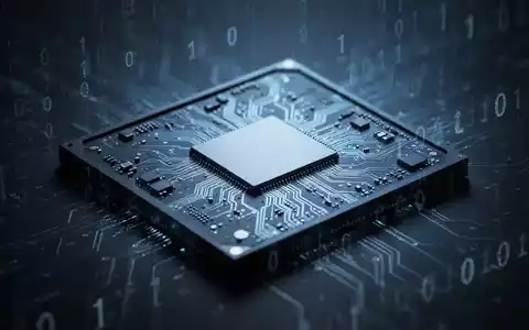 Nahaufnahme eines Mikrochips mit komplexen Schaltkreisen, beleuchtet von blauem Licht, mit unscharfen digitalen Linien im Hintergrund. - Foto: über boerse-global.de