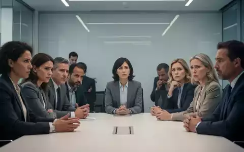 Eine Gruppe von Menschen sitzt an einem Konferenztisch, einige blicken besorgt, während sie über Kommunikation und Konflikte diskutieren. - Foto: über boerse-global.de