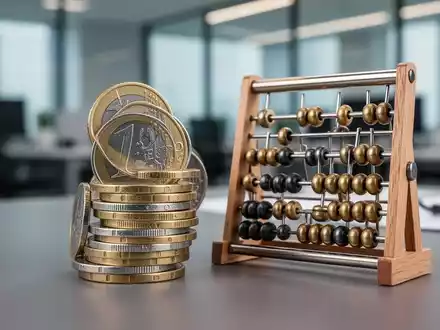 Nahaufnahme von Euro-Münzen und einem Abakus, der finanzielle Stabilität und sorgfältige Planung symbolisiert. - Foto: über boerse-global.de