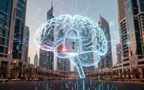 Eine futuristische, leuchtende KI-Struktur, verbunden mit digitalen Daten, vor modernen Bankgebäuden in einer Golfstadt. - Foto: über boerse-global.de