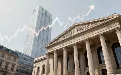 Eine stilisierte Darstellung der Pariser und Frankfurter Börsengebäude mit einem subtilen Börsenkurs im Hintergrund. - Foto: über boerse-global.de