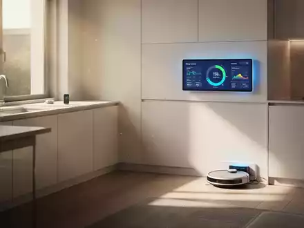 Ein modernes, minimalistisches Wohnzimmer mit integrierten Smart-Home-Geräten, das Effizienz und Ruhe ausstrahlt. - Foto: über boerse-global.de