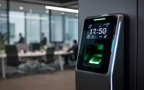 Nahaufnahme einer modernen elektronischen Zeiterfassungsuhr oder eines Fingerabdruckscanners in einem Büro, symbolisiert die neue Arbeitszeitgesetzgebung. - Foto: über boerse-global.de