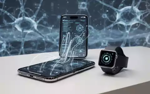 A close-up of an iPhone screen displaying an AI interface, with an Apple Watch nearby, symbolizing Apple's AI integration. - Foto: über boerse-global.de