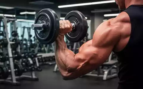 Ein muskulöser Arm hebt eine schwere Hantel in einem Fitnessstudio, der Bizeps ist angespannt. - Foto: über boerse-global.de