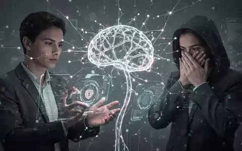 A stylized neural network connecting to human figures, representing AI's impact on data, privacy, and human interaction. - Foto: über boerse-global.de