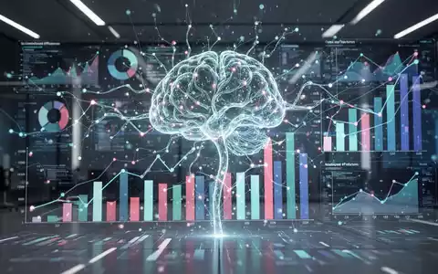 Ein abstraktes Bild, das ein leuchtendes neuronales Netz zeigt, das sich mit Finanzdiagrammen und Datenvisualisierungen verbindet. - Foto: über boerse-global.de