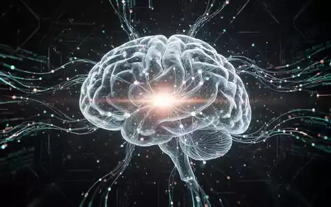 Abstraktes, leuchtendes neuronales Netzwerk mit digitalen Datenströmen, das künstliche Intelligenz und fortschrittliche Verarbeitung symbolisiert. - Foto: über boerse-global.de