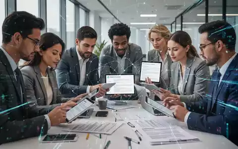 Eine vielfältige Gruppe internationaler Fachkräfte arbeitet in einem modernen Büro zusammen, umgeben von digitalen Bildschirmen und Dokumenten. - Foto: über boerse-global.de