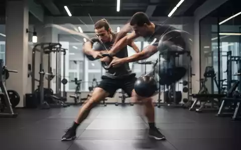 Eine Person führt eine explosive Kettlebell-Schwungübung in einem modernen Fitnessstudio aus, die Energie und Bewegung vermittelt. - Foto: über boerse-global.de