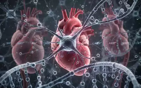 Nahaufnahme von komplexen neuronalen Netzen und genetischen Markern, überlagert mit abstrakten Herzgefäßen, die die Verbindung von Genetik und Herz-Kreislauf-Erkrankungen bei Alzheimer symbolisieren. - Foto: über boerse-global.de