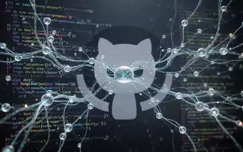 Digitale Illustration von verbundenen Knoten und Linien, die KI darstellen, mit dem GitHub-Octocat-Logo im Hintergrund. - Foto: über boerse-global.de