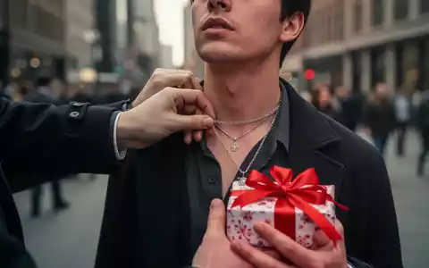 Eine Hand entwendet unbemerkt eine Halskette von einer abgelenkten Person, während die andere Hand ein Geschenk überreicht. - Foto: über boerse-global.de
