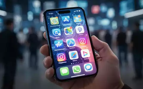 Eine Hand hält ein Smartphone mit einem App Store auf dem Bildschirm, bunte App-Symbole sichtbar. - Foto: über boerse-global.de