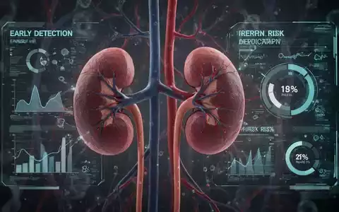 Eine abstrakte Darstellung von Blutgefäßen und Nieren, die sich mit einer digitalen Schnittstelle verbinden, die Gesundheitsdaten anzeigt. - Foto: über boerse-global.de