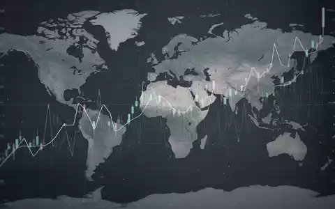 Abstrakte Darstellung des globalen Aktienmarktes mit statischen Liniendiagrammen über einer Weltkarte, die eine Seitwärtsbewegung andeuten. - Foto: über boerse-global.de