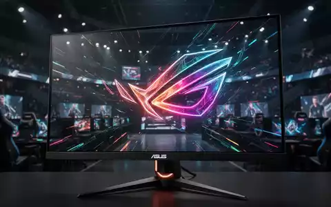 Nahaufnahme eines leistungsstarken OLED-Gaming-Monitors mit bunten, schnellen Grafiken in einer Esports-Umgebung. - Foto: über boerse-global.de