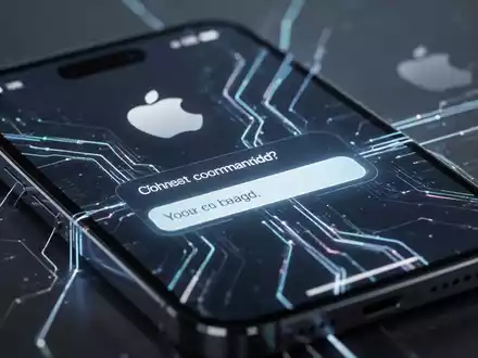 Smartphone-Bildschirm mit Textbefehlen und leuchtenden Linien, Symbol für KI-gesteuerte Abkürzungen und Automatisierung. - Foto: über boerse-global.de