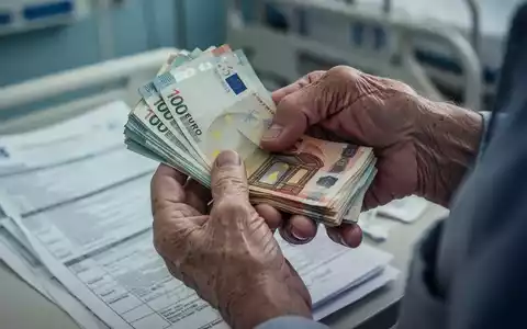 Nahaufnahme der Hände einer älteren Person, die Euro-Banknoten hält, mit einem unscharfen Hintergrund von medizinischen Dokumenten. - Foto: über boerse-global.de