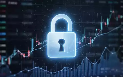 Digitales Vorhängeschloss-Symbol über unscharfen Finanzdaten-Grafiken, symbolisiert Cybersicherheit und Betrugsprävention im Bankwesen. - Foto: über boerse-global.de