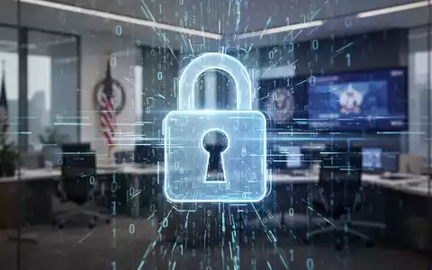 Stilisiertes digitales Vorhängeschloss über holografischer Binärcode- und Datenstrom-Projektion, symbolisiert digitale Sicherheit. - Foto: über boerse-global.de