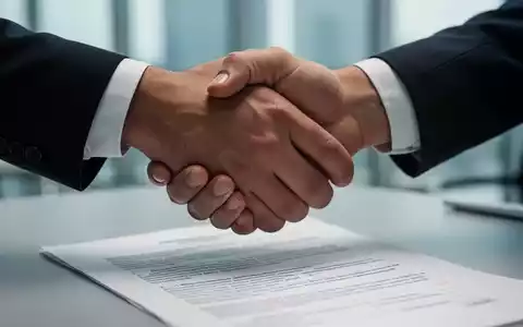 Zwei Hände schütteln sich über einem unscharfen Dokument, das einen wichtigen Geschäftsabschluss oder eine Einigung symbolisiert. - Foto: über boerse-global.de