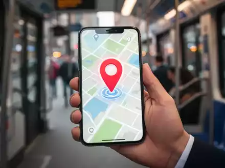 Eine Hand hält ein Smartphone, auf dessen Bildschirm eine Karte mit einem Standort-Pin zu sehen ist, der Ortungstechnologie symbolisiert. - Foto: über boerse-global.de