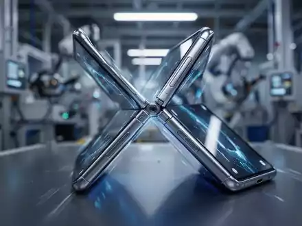 Nahaufnahme eines teilweise gefalteten Smartphones, das den raffinierten Scharniermechanismus und das schlanke Design zeigt. - Foto: über boerse-global.de
