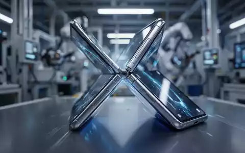 Nahaufnahme eines teilweise gefalteten Smartphones, das den raffinierten Scharniermechanismus und das schlanke Design zeigt. - Foto: über boerse-global.de
