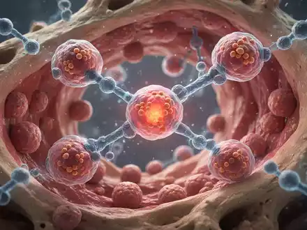Nahaufnahme einer mikroskopischen Ansicht, die bispezifische Antikörper zeigt, die Myelomzellen im Knochenmark angreifen. - Foto: über boerse-global.de
