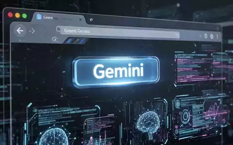Leuchtender 'Gemini'-Button auf futuristischer Browser-Oberfläche, Symbol für KI-Integration und digitale Informationsverarbeitung. - Foto: über boerse-global.de