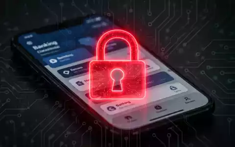 Rotes digitales Schloss-Symbol auf Smartphone mit Banking-Apps, symbolisiert Android-Banking-Trojaner-Bedrohung. - Foto: über boerse-global.de