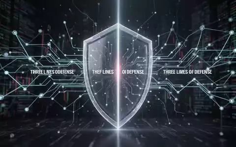 Abstrakte Darstellung von digitalen Linien und Knoten, die Datenfluss und Kontrollmechanismen symbolisieren, mit einer trennenden Barriere. - Foto: über boerse-global.de