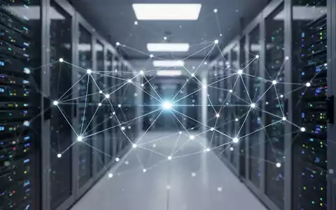 Leuchtendes, vernetztes Linien- und Punktesystem, das digitale Zusammenarbeit und Open-Source-Software vor Rechenzentrumshintergrund symbolisiert. - Foto: über boerse-global.de
