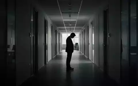 Eine Silhouette steht in einem langen, schwach beleuchteten Büroflur, den Kopf gesenkt, symbolisch für psychische Erkrankungen. - Foto: über boerse-global.de