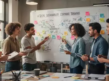 Junge Fachkräfte unterschiedlicher Herkunft arbeiten in einem modernen Workshop-Raum zusammen, um soziale Nachhaltigkeit zu diskutieren. - Foto: über boerse-global.de